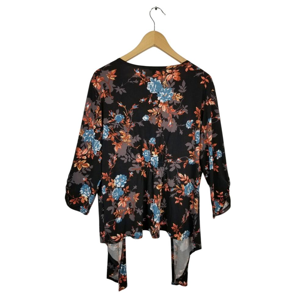 IMAN Stretch Slinky Knit 3 Piece Set Black Floral Tank Jacket Pants Size XL - Picture 3 of 9